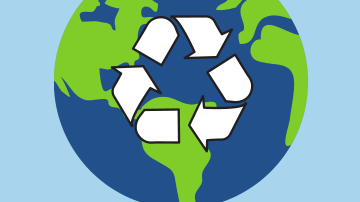 Earth Day - Earth with recycling arrows in front