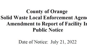 Public Notification from Solid Waste Local Enforcement Agency (LEA)