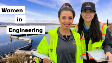 Two Orange County women engineers smiling