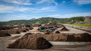 photo of Capistrano greenery with lines of compost at Prima site in San Juan Capistrano.