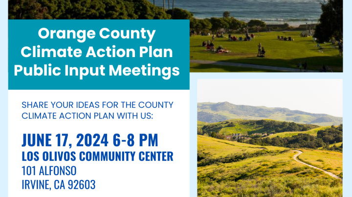 OC Public Input Meeting Flyer, Image includes date and times 