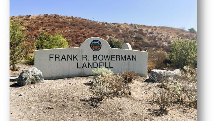 Front entrance sign at Frank R. Bowerman Landfill.