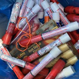 pile of marine flares