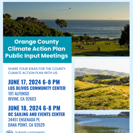 OC Public Input Meeting Flyer, Image includes date and times 