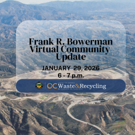 Frank R. Bowerman virtual meeting update. Aerial photo of FRB landfill.